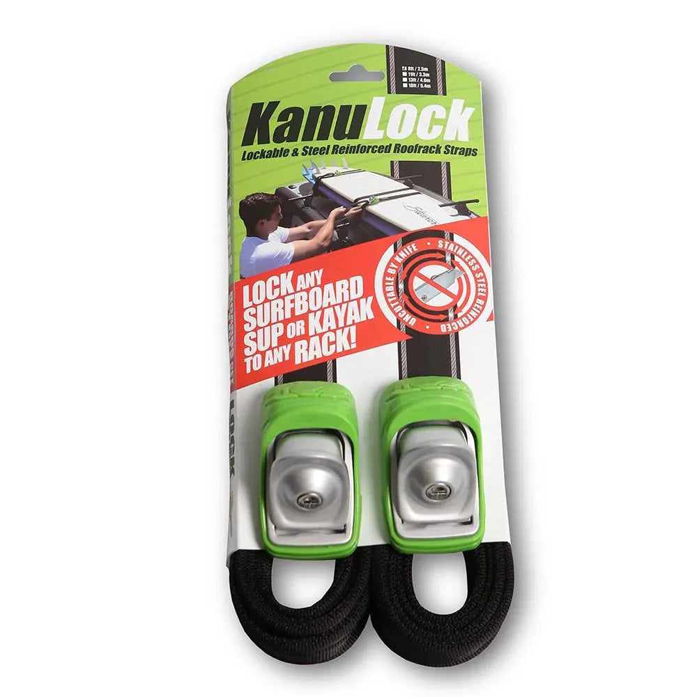 Kanulock Lockable Tiedown Set 2.5m / 8 Ft - Beachin Surf