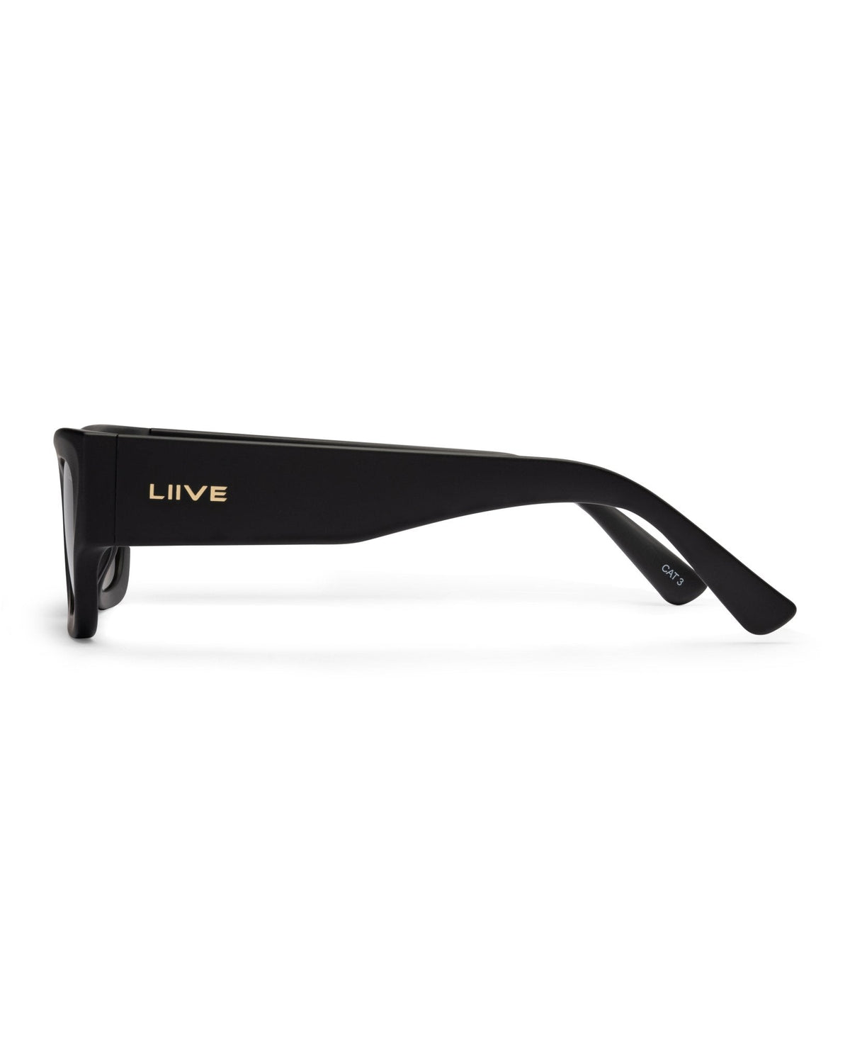 Liive Legian Polarised Matt Black sunglasses side temple view - Beachin Surf