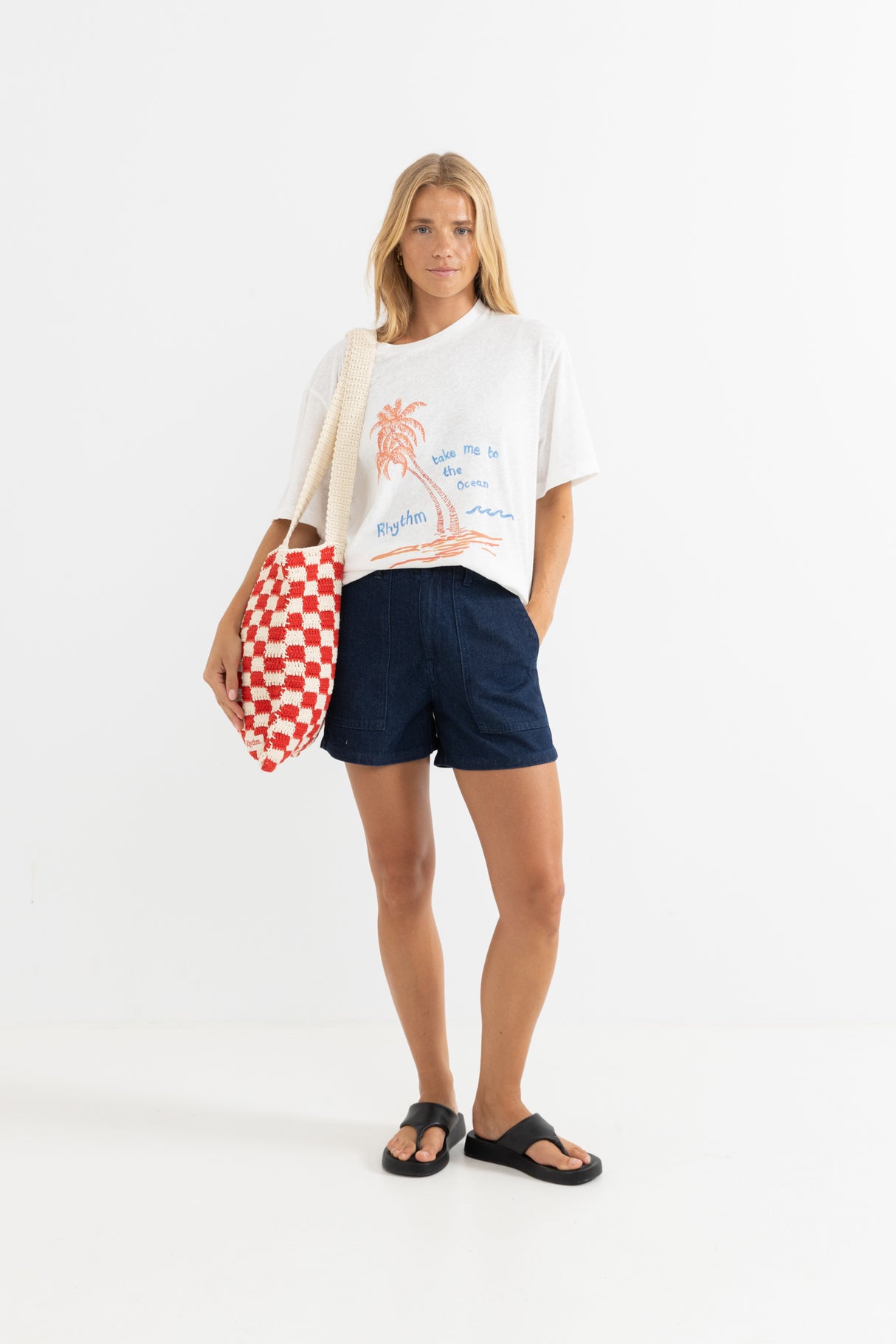 Lola Check Crochet Tote Bag