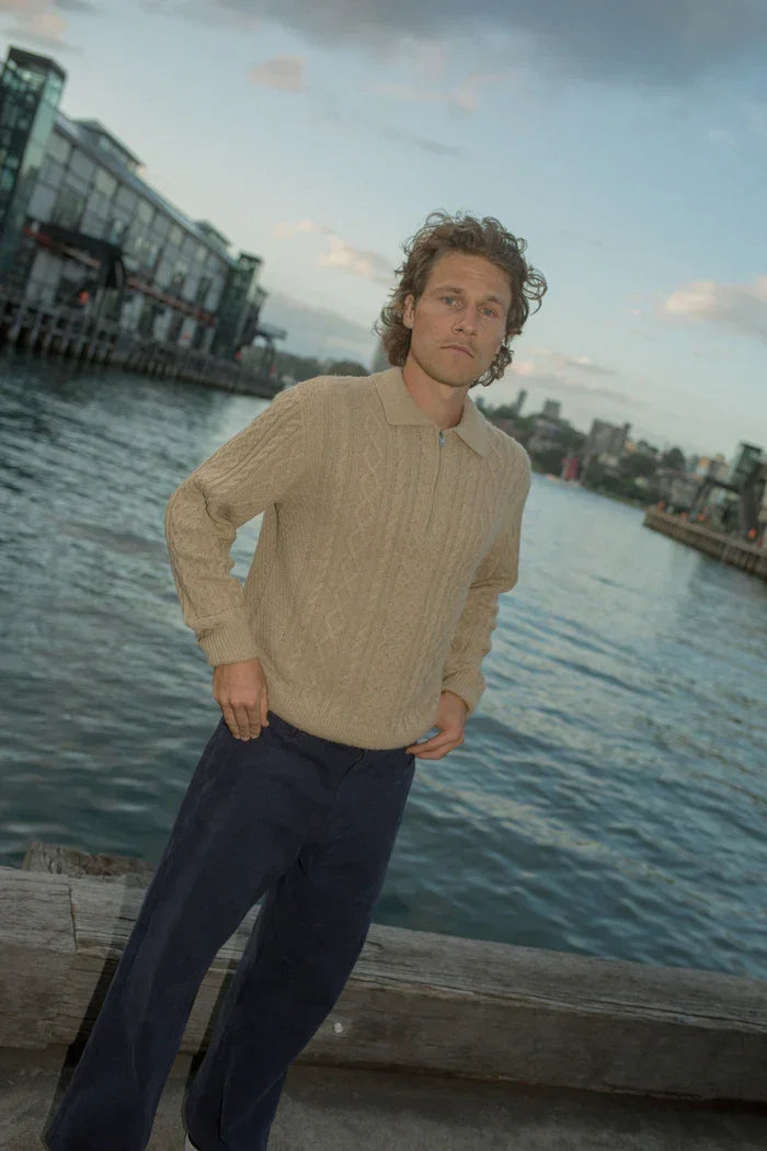 Mohair Quarter Zip Fisherman Zip