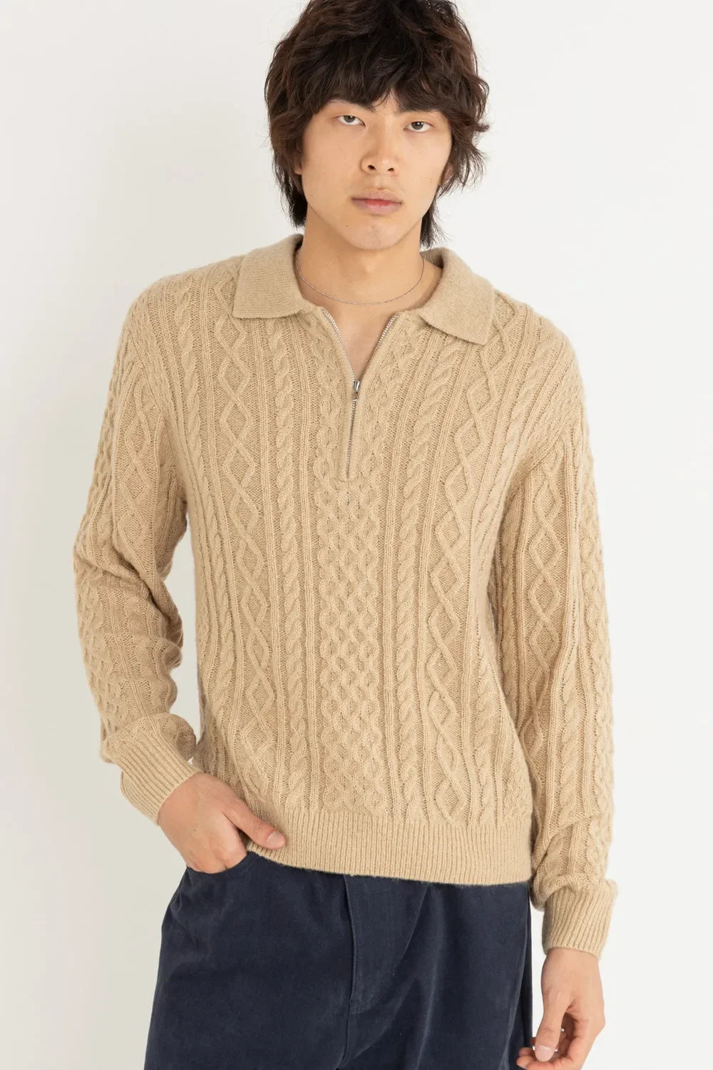 Mohair Quarter Zip Fisherman Zip
