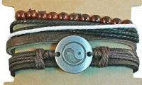Multi Strand Leather Bracelet W/Yin Yang - Beachin Surf