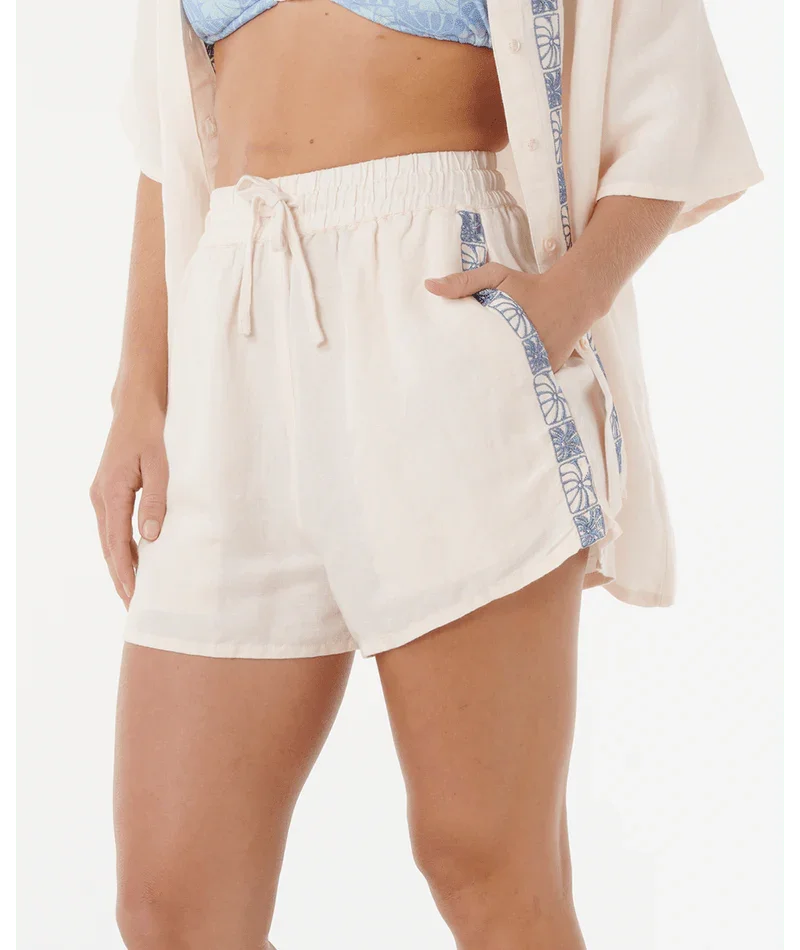 Oceanic Embroidered Short