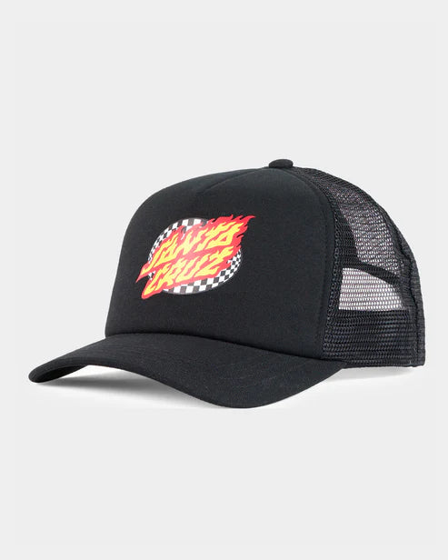 Oval Check Flame Dot Trucker Cap - Beachin Surf