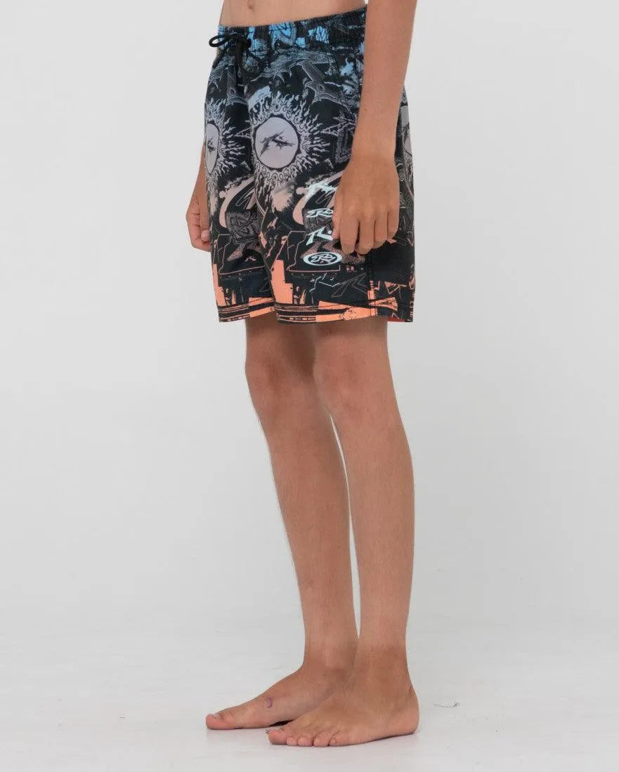 Paste Up Printed Elastic Boardshort Boys - Beachin Surf