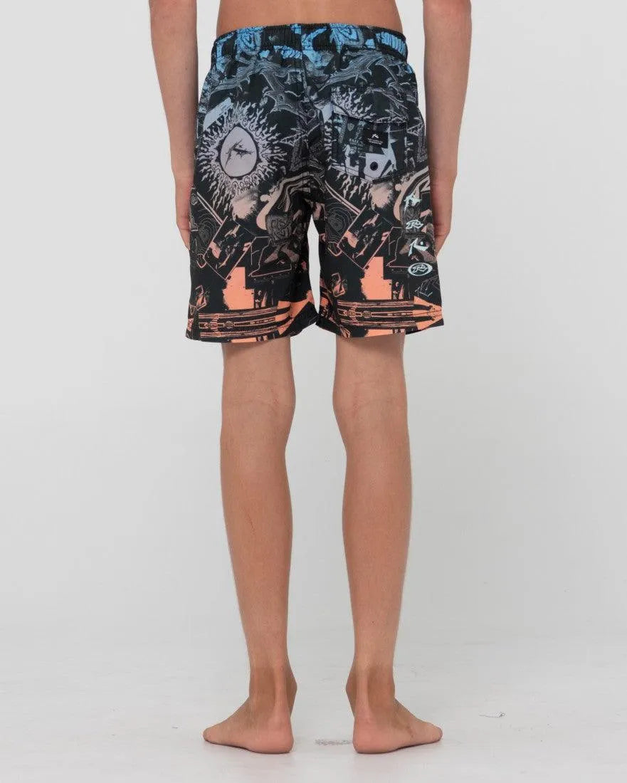 Paste Up Printed Elastic Boardshort Boys - Beachin Surf