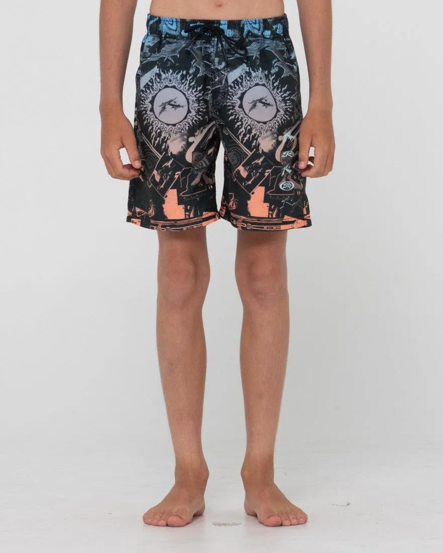 Paste Up Printed Elastic Boardshort Boys - Beachin Surf