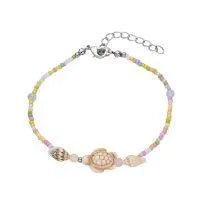 Pastel Rainbow Anklet W/ Turtle & Seashells - Beachin Surf