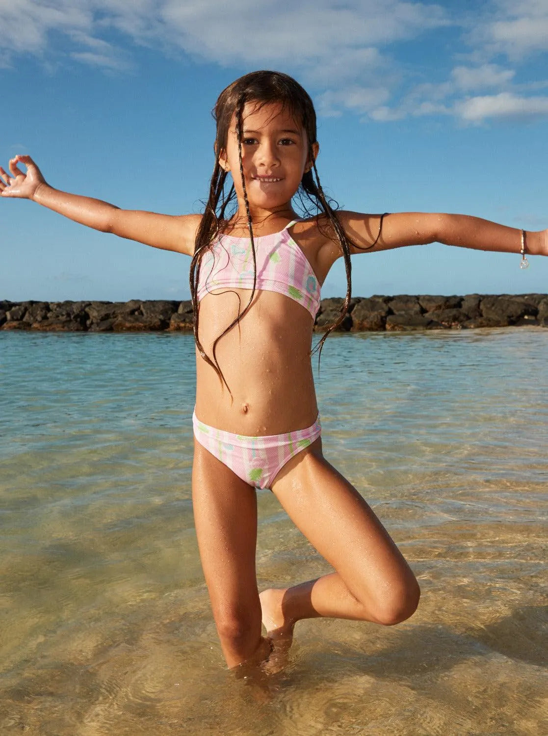 Pineapple Line Crop Top Two-Piece Bikini Set - Beachin Surf