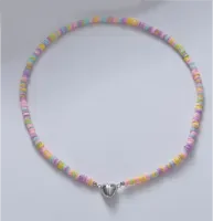 Rainbow Heishi W/ Magnetic Heart Clasp
