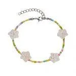 Rainbow Pastel Anklet W/ White Franjipanis - Beachin Surf