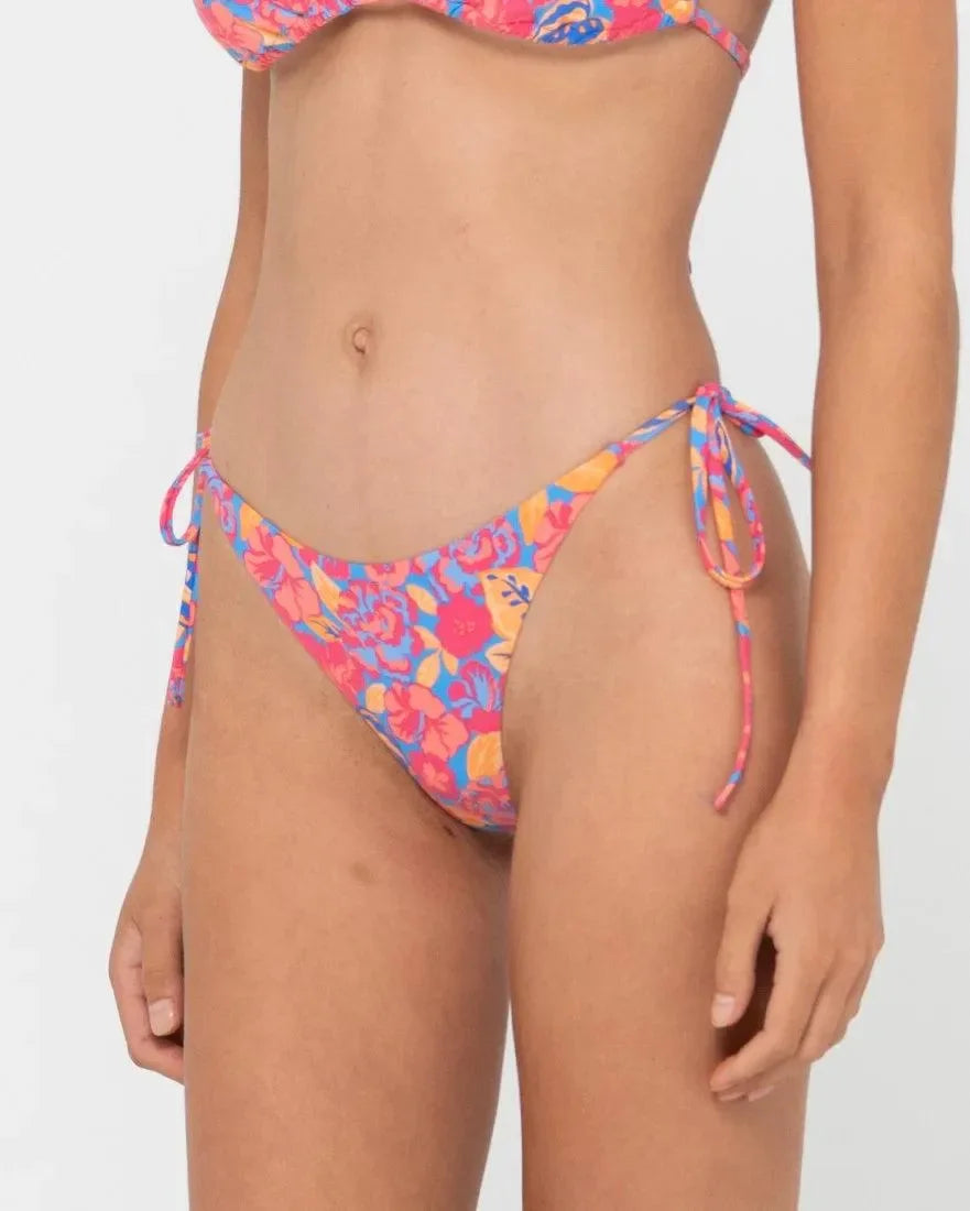 Rio Hibiscus Printed Brazilian Side Tie Bikini Bottom