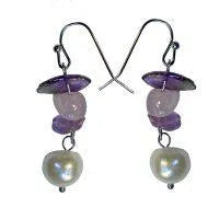 Rose Quartz & Amethyst Chip Earring W/ Pearl - Beachin Surf
