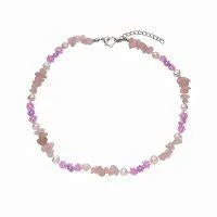 Rose Quartz Chip, Pink Daisy & Pearl Choker - Beachin Surf