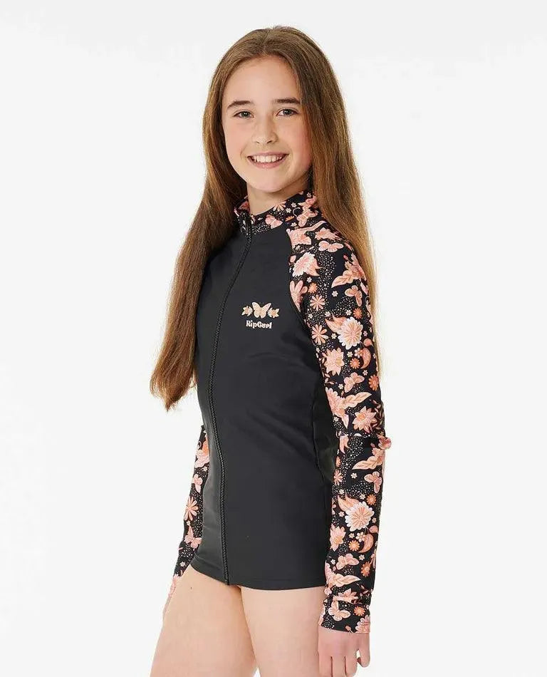 Sun Catcher Long Sleeve Zip Rash Vest - Girls (8-16 Years) - Beachin Surf