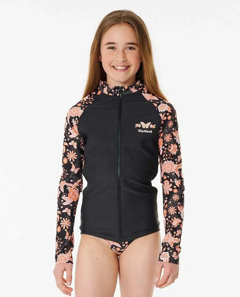 Sun Catcher Long Sleeve Zip Rash Vest - Girls (8-16 Years) - Beachin Surf