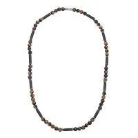 TIGER EYE & CYCLINDER LAVA BEAD CHOKER