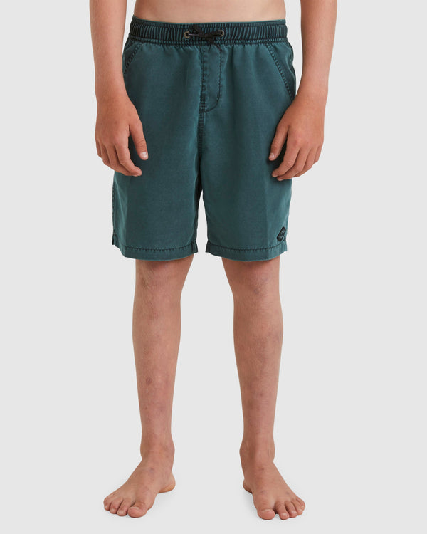 Billabong Boys 8-16 All Day Overdye Layback Boardshorts 16" - Dark Forest