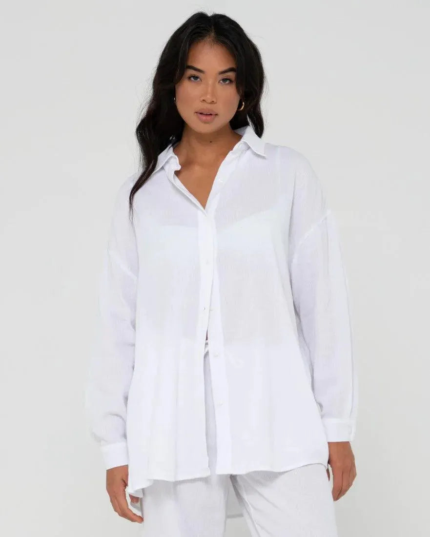 Vahala Oversized Long Sleeve Shirt - Beachin Surf