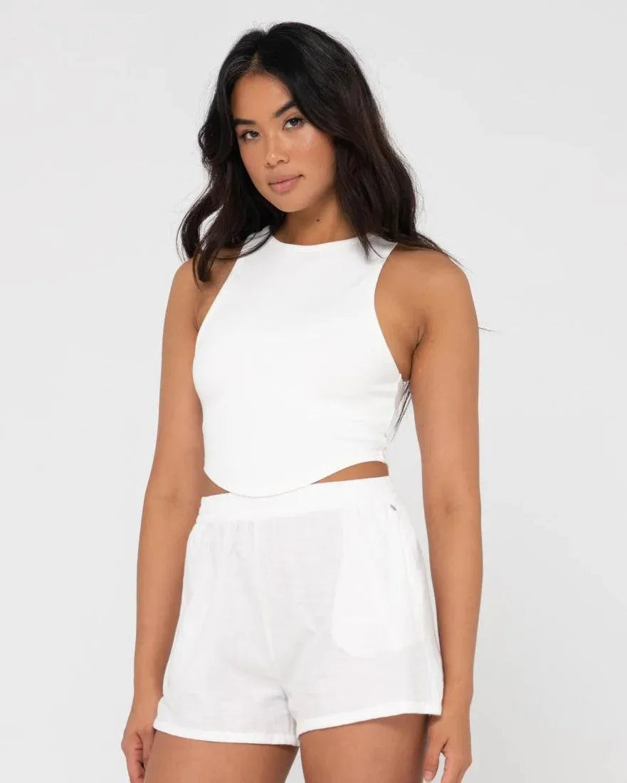 Vicky Curved Hem Crop Tank - Beachin Surf