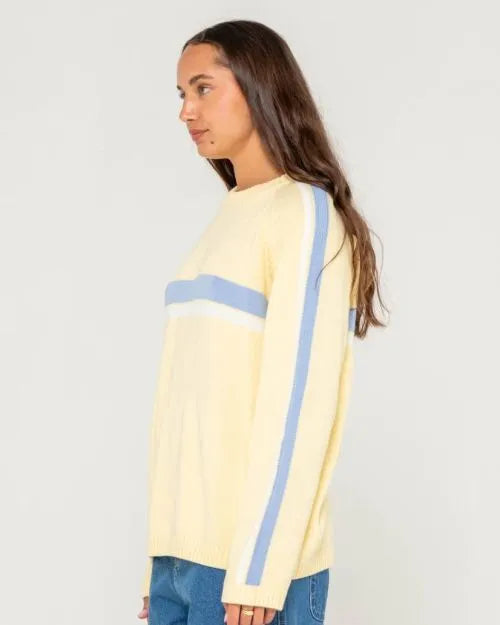 White Lines Long Sleeve Crew Neck Knit - Beachin Surf