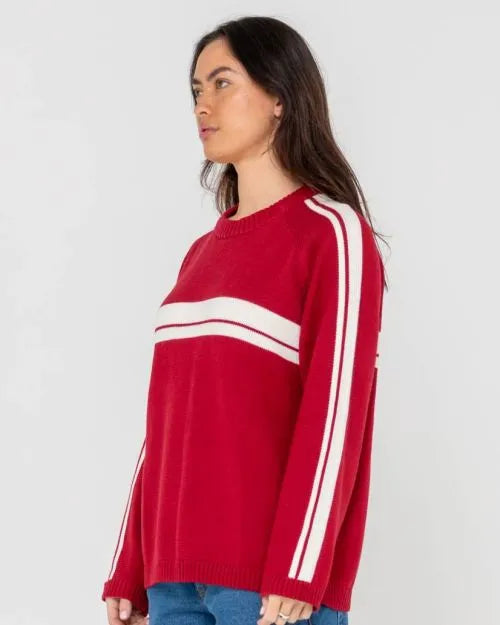 White Lines Long Sleeve Crew Neck Knit - Beachin Surf