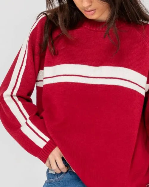 White Lines Long Sleeve Crew Neck Knit - Beachin Surf