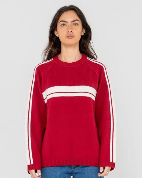 White Lines Long Sleeve Crew Neck Knit - Beachin Surf