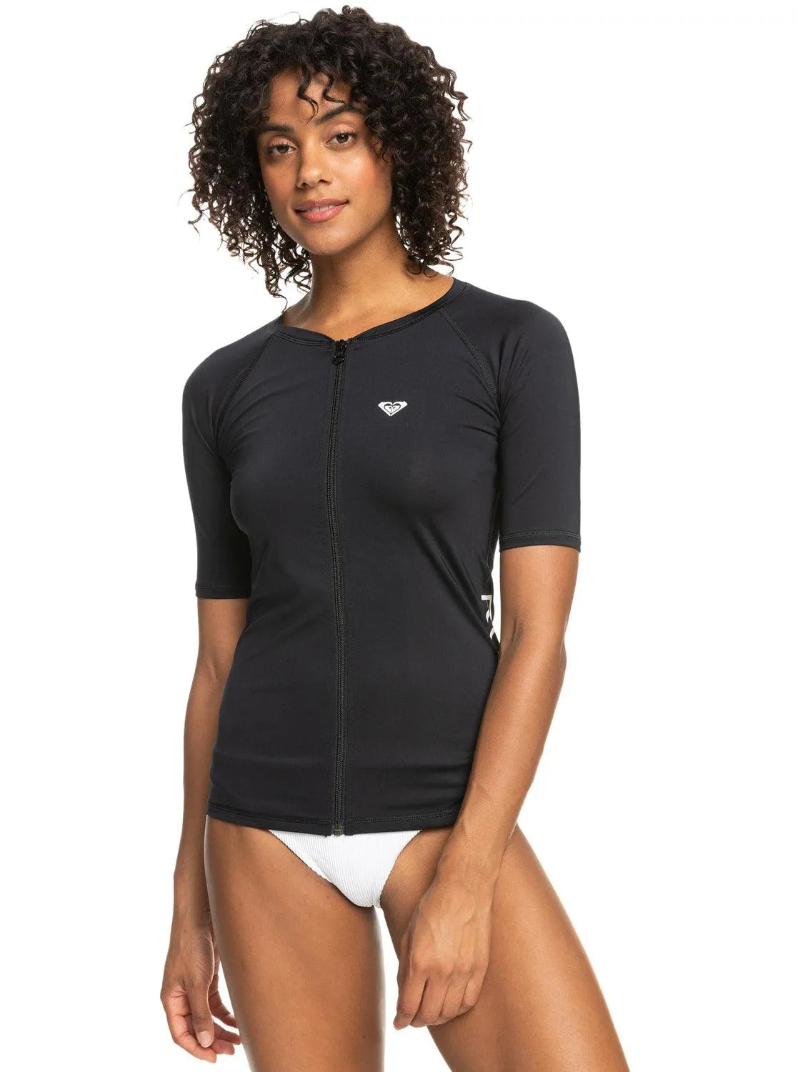 Womens New Essentials Short Sleeve Zip-Up Rash Vest - Beachin Surf