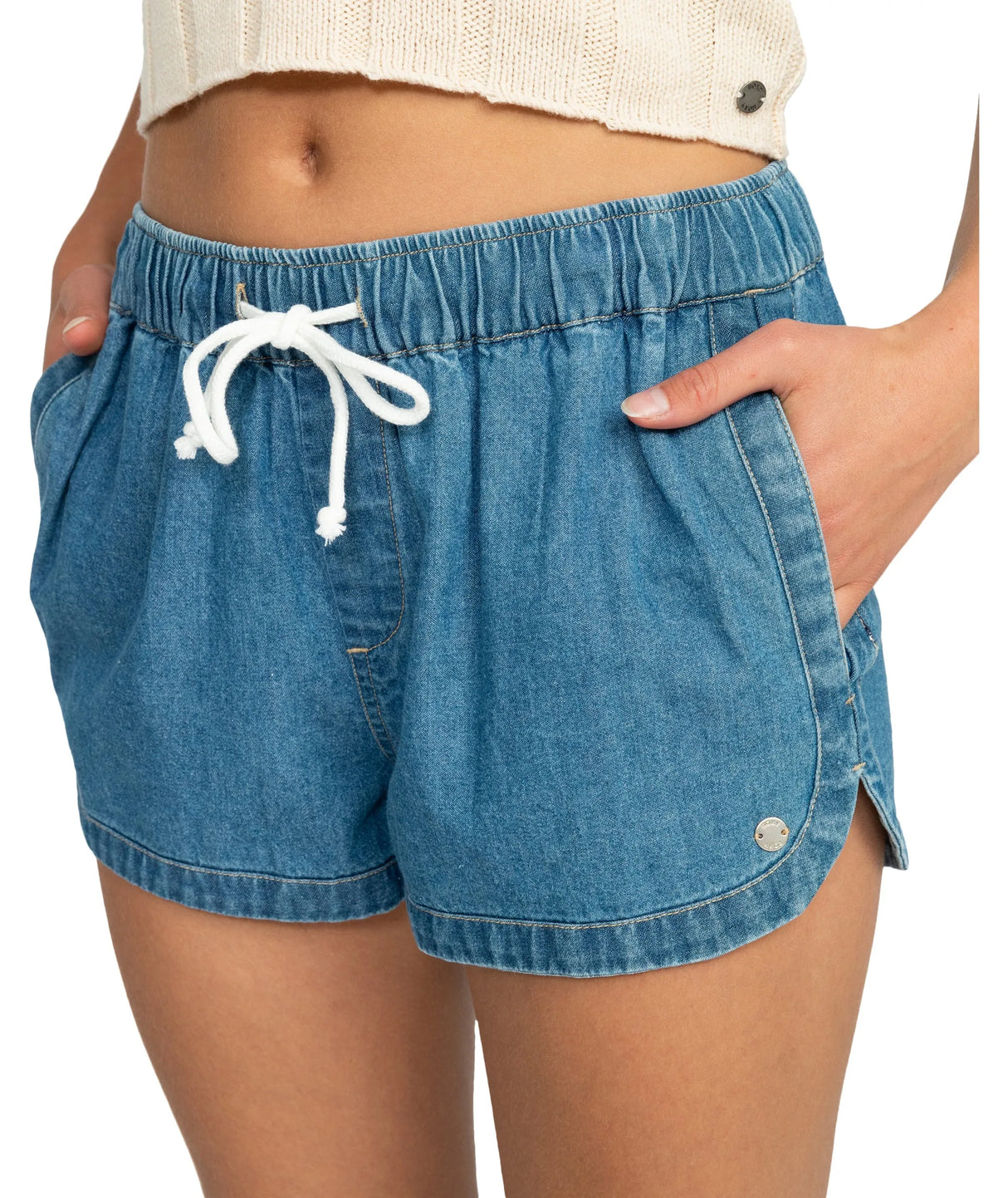 Womens New Impossible Denim Mid Shorts - Beachin Surf