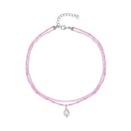 2 Strand Pastel Coral Tone Choker W/ Pearl - Beachin Surf