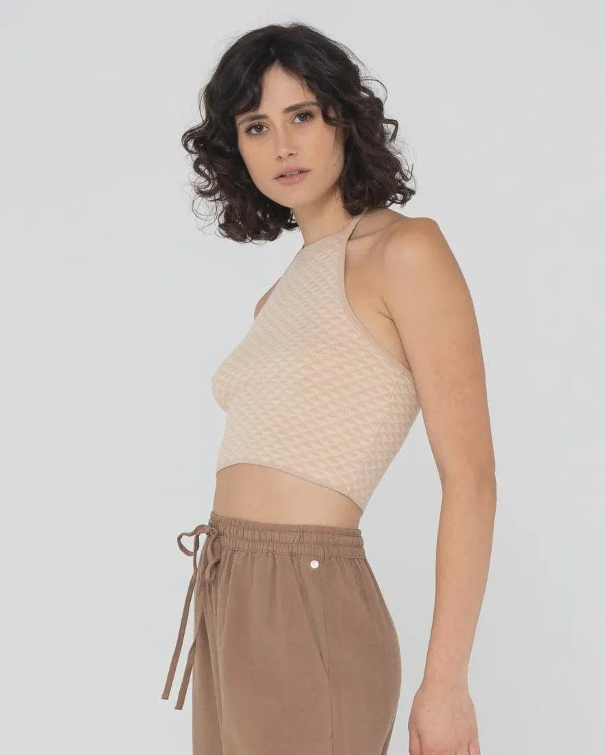 Aura Halter Knit Crop Top - Beachin Surf