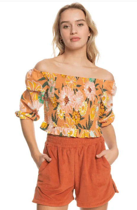 Like The Sun Again Woven Off The Shoulder Top - Beachin Surf