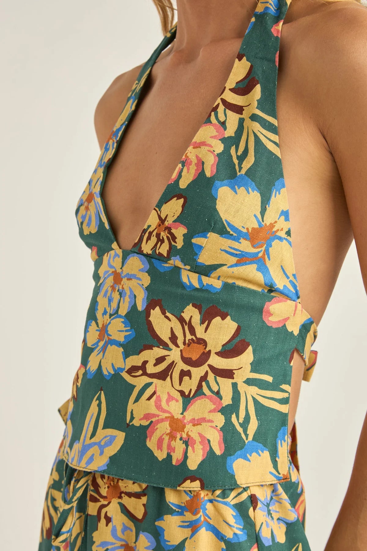 Hawaiian Floral Halter Top