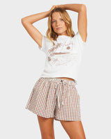 Womens Delilah Check Elastic Waist Shorts
