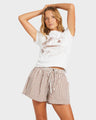 Womens Delilah Check Elastic Waist Shorts