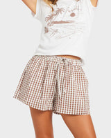 Womens Delilah Check Elastic Waist Shorts