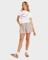 Womens Delilah Check Elastic Waist Shorts