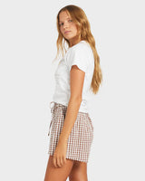 Womens Delilah Check Elastic Waist Shorts