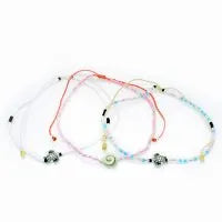 3-PIECE BEADED BRACELETS WITH TURTLES AND SHELL - Beachin Surf