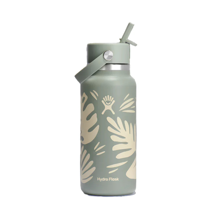 Hydro Flask 32oz Straw Cap - Botanical Bliss Agave Green