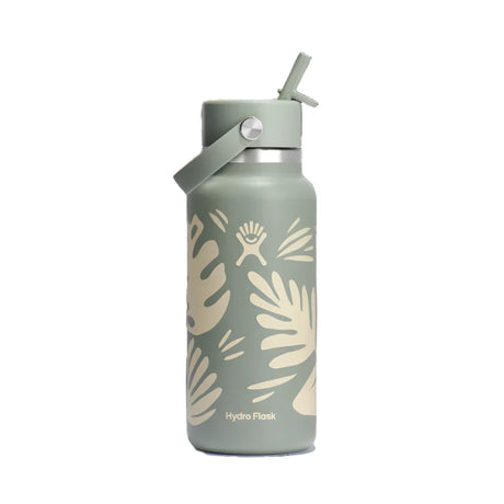 Hydro Flask 32oz Straw Cap - Botanical Bliss Agave Green