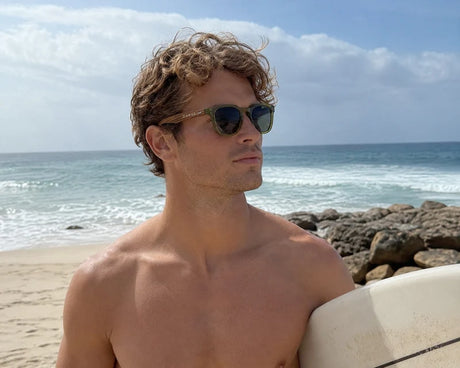 Havana - Crystal Green Frame with Wooden Temple Grey Polarized Lens