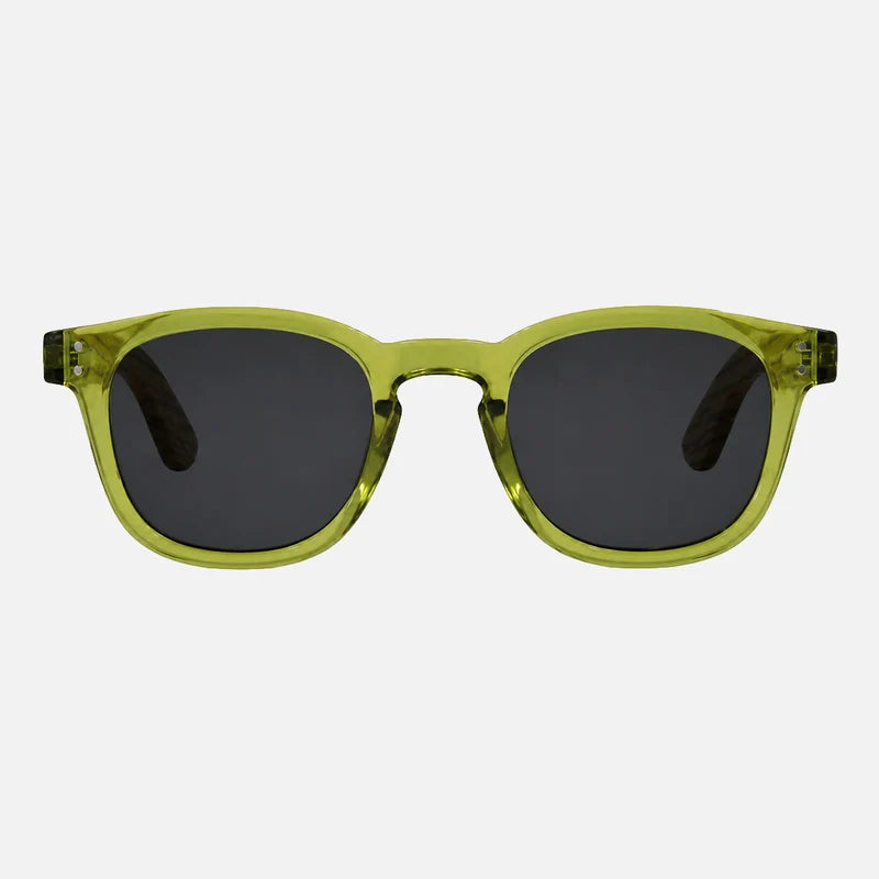Havana - Crystal Green Frame with Wooden Temple Grey Polarized Lens