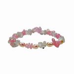 ROSE QUARTZ & CLEAR QUARTZ CHIP BRACELET W/ PEARLS