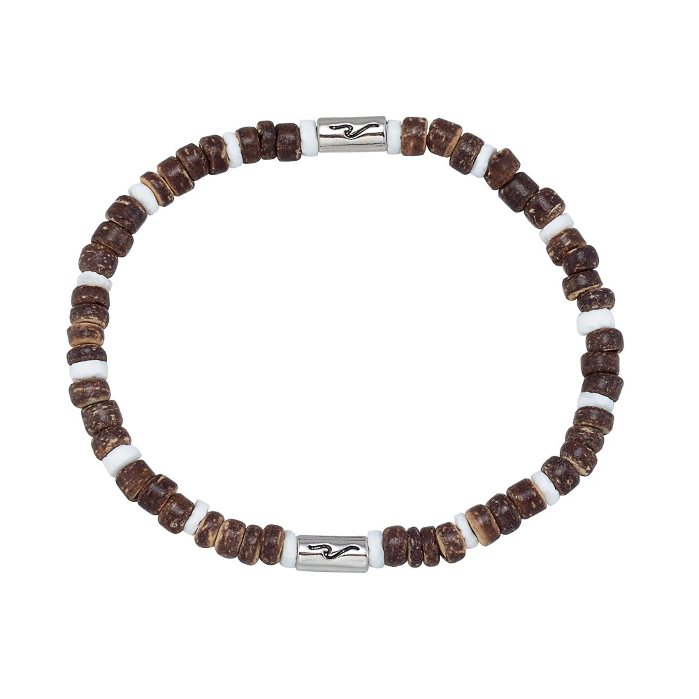 COCONUT BEADED BRACELET W/ CYCLINDER WAVE BEADS