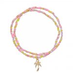 DAINTY PASTEL RETRO SEED BEAD BRACELET W/ GOLD PALM