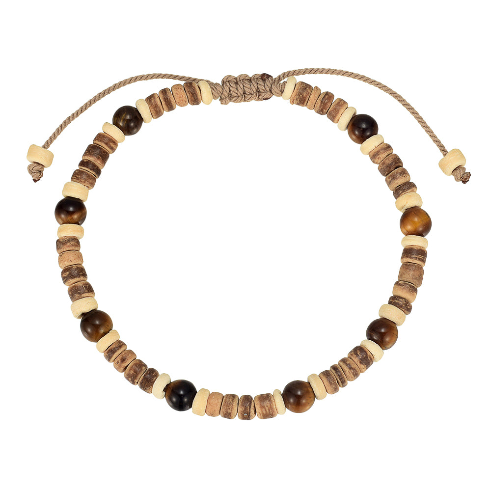 COCONUT & TIGER EYE ROPE BRACELET
