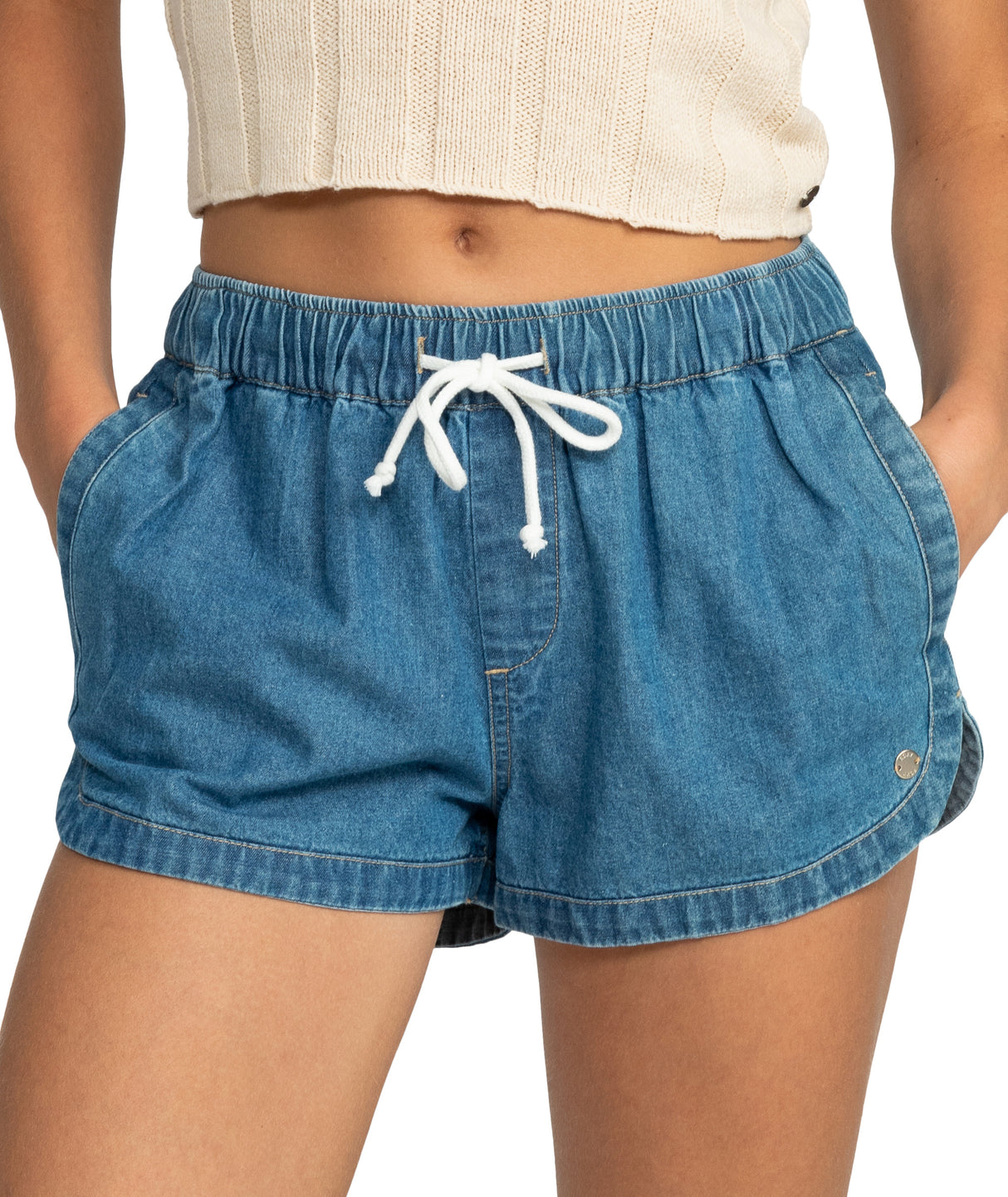 Womens New Impossible Denim Mid Shorts