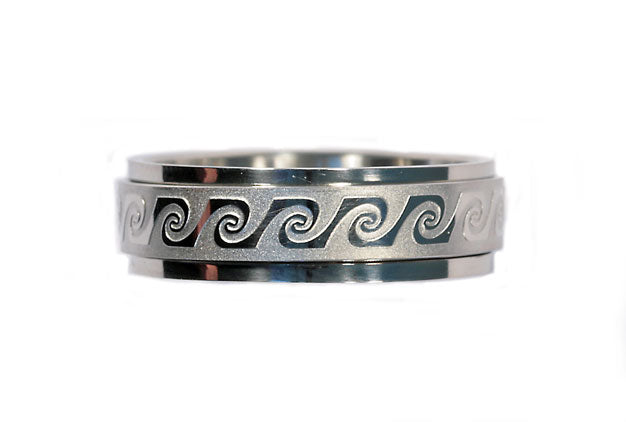 SPINNING WAVE STAINLESS STEEL RING